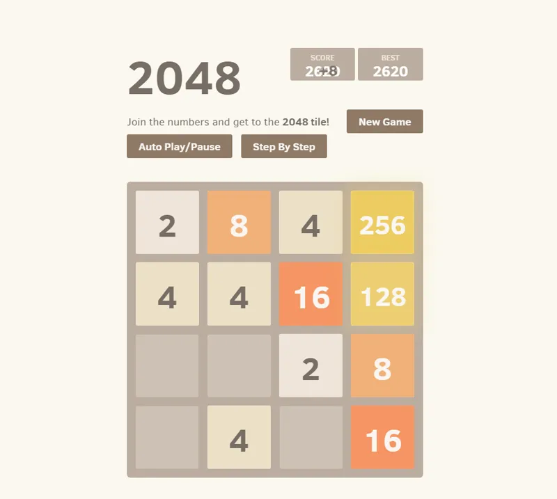 HTML+JS 2048游戏网页源码下载 | 集成AI智能解题功能-壹元库